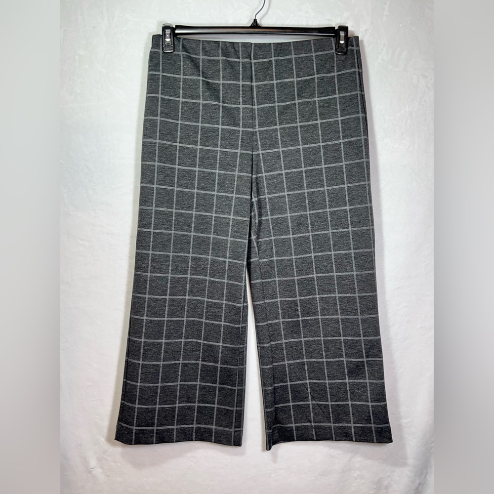 Nicole Miller Gray Plaid Trousers Women’s Size XL Cropped Elastic Waist - Picture 7 of 9